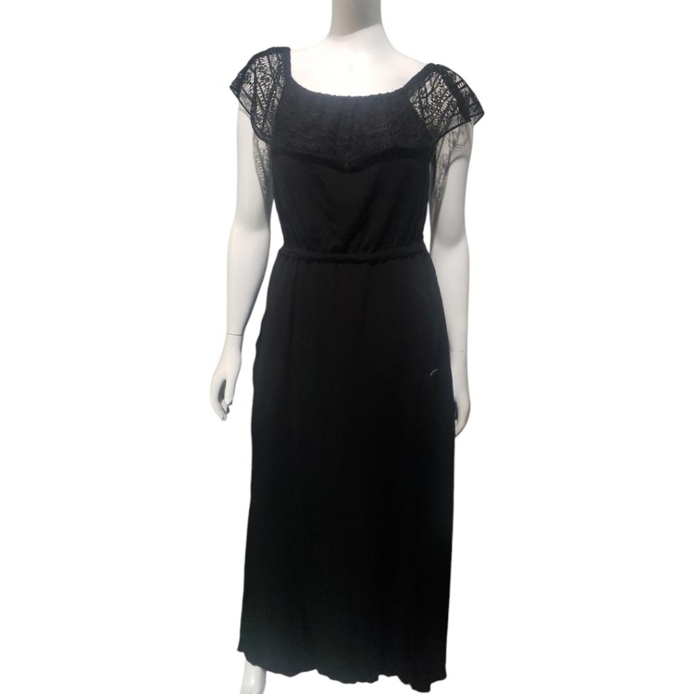 Apt 9 Black Maxi Dress Lace Top Elastic Waist Women's Size L